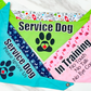 3 bandanas are shown. A green bandana with the plain paw design and the old fire hydrant and bones fabric for contrast (will be new fabric now), a blue bandana with ignore us paw design and navy paws and bone fabric, and a pink bandana with no talk design and pink bones and paws fabric for contrast. 