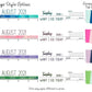 Color options are shown. Blue, Pink, Purple, Green. Each shows colorful calendar pages, and what the colored shadow looks like on each page. A column on the right says corresponding tab colors. Each color option has a light and dark shade of the color for the tabs that alternate. A note says colors may appear different in person.