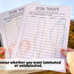 2 version of the spoon tracker page are shown. Laminated and unlaminated. A note says you choose whether you want laminated or unlaminated. The spoon tracker pages have a line for what your starting spoons were and columns for the activity preformed and spoons remaining. There is a line at the bottom for recording the remaining spoons.