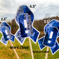 3 sizes of the stickers are shown. 2.5 inch, 4.5 inch, and 3.5 inch. It also shows that the watercolor design is all color and no word cloud and the word cloud is the design with each section split in half with the word clouds