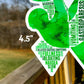 A close up of the 4.5 in word cloud ribbon is shown. You can see the words clearly in matching shades of green. The words are things like Gastroparesis, Invisible, Fullness, Slow, Paralysis, Pain, Tube, Malnutrition, Nausea, Spectrum, Spasms, and more.