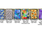 A list of available books is shown. The cover pattern name, ribbon color, and style are shown. Some books are shown as having an uneven end defect. Top text says the books are premade and ineligible for customizations. For a custom book please contact me. I would be happy to make a book with any available fabric, or find a custom. 