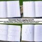 4 photos are shown showing the extended back logging area. A note explains what each section is and what is in the journal. 2 medication pages, 2 test history pages, 12 doctor info slots, a large body outline and 17 lined pages.