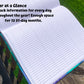 Year at a glance is shown. It is part of the back logging area. 2 pages have rows labeled 1 through 31. There are 7 blank columns. A note explains it can track information for every day throughout the year. Enough space for 12 31 day months.